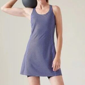 Athleta Ultimate Ease Purple Sleeveless Geometric Print Mini Dress, Size S, NWT